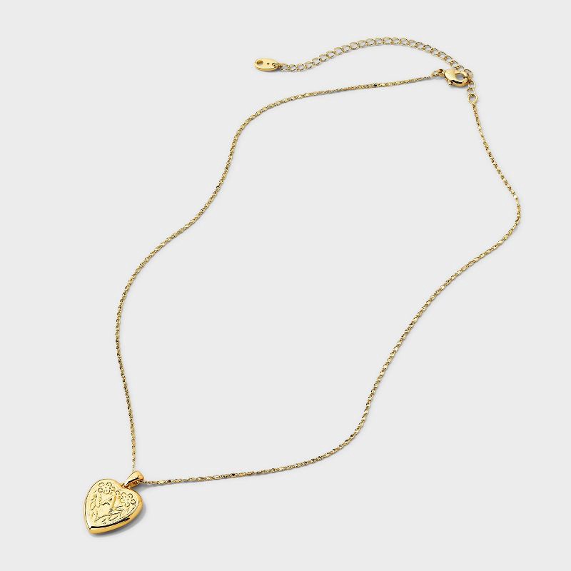 slide 4 of 4, 14K Gold Dipped Heart Charm A Initial Necklace - A New Day™ Gold, 1 ct