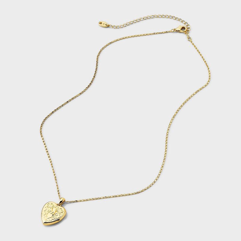 slide 4 of 4, 14K Gold Dipped Heart Charm M Initial Necklace - A New Day™ Gold, 1 ct