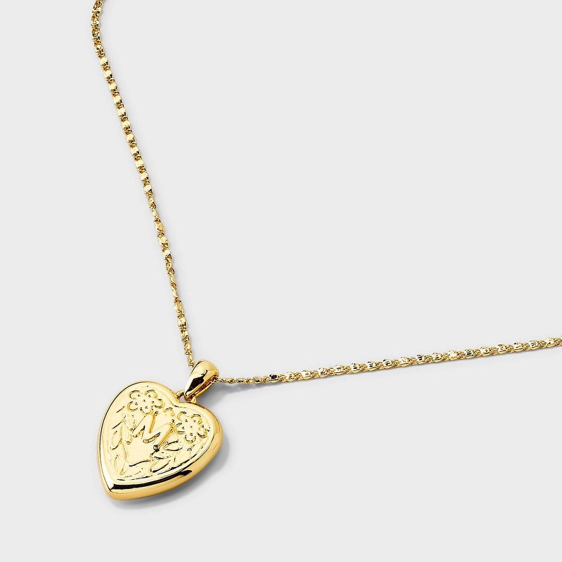 slide 3 of 4, 14K Gold Dipped Heart Charm M Initial Necklace - A New Day™ Gold, 1 ct