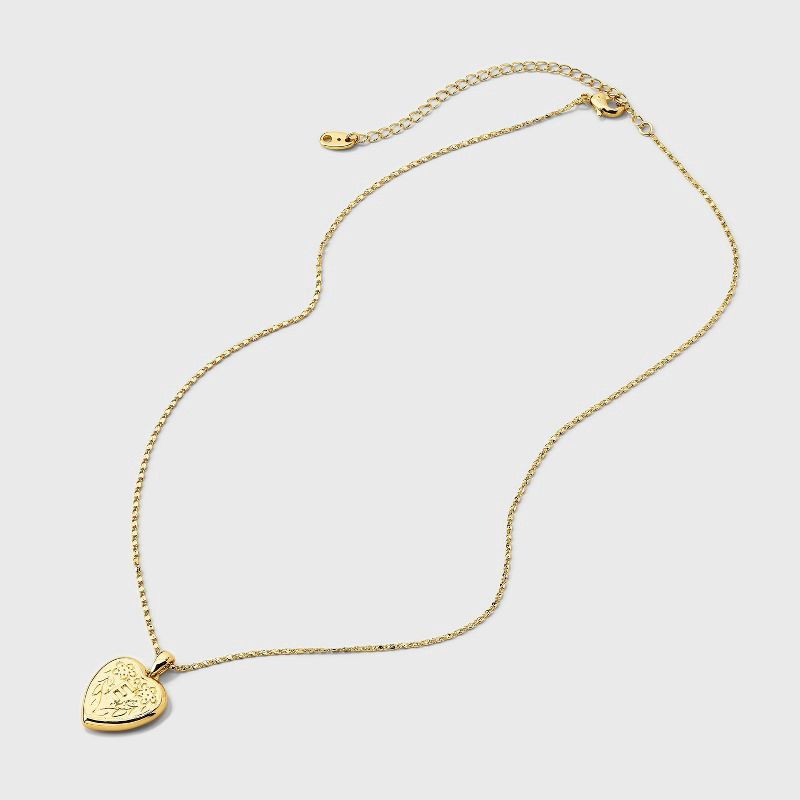 slide 4 of 4, 14K Gold Dipped Heart Charm E Initial Necklace - A New Day™ Gold, 1 ct