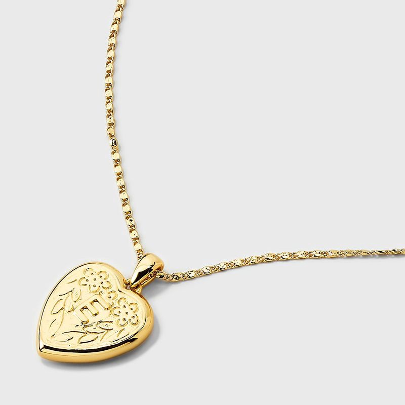 slide 3 of 4, 14K Gold Dipped Heart Charm E Initial Necklace - A New Day™ Gold, 1 ct