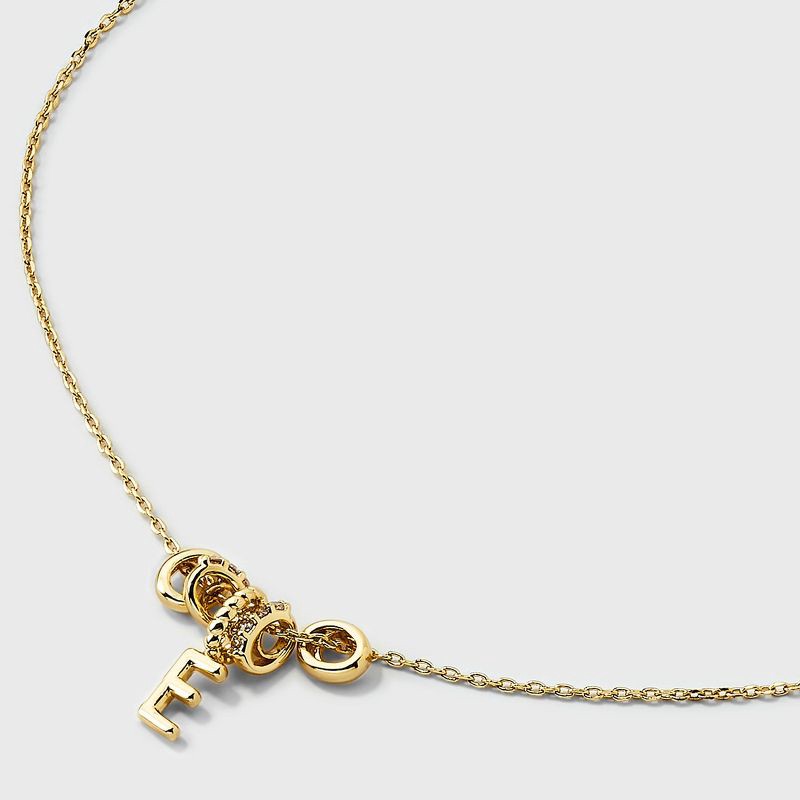slide 3 of 4, 14K Gold Dipped Cubic Zirconia Rondelle E Initial Necklace - A New Day™ Gold, 1 ct