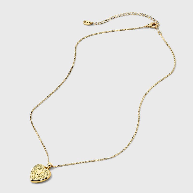 slide 4 of 4, 14K Gold Dipped Heart Charm J Initial Necklace - A New Day™ Gold, 1 ct