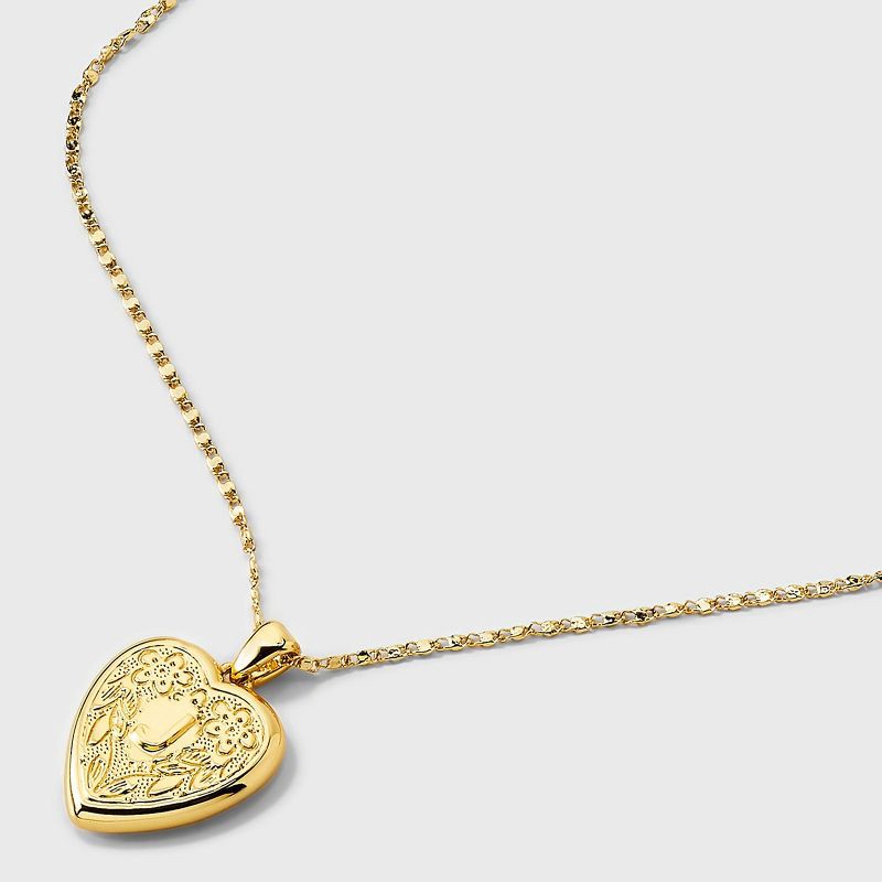 slide 3 of 4, 14K Gold Dipped Heart Charm J Initial Necklace - A New Day™ Gold, 1 ct