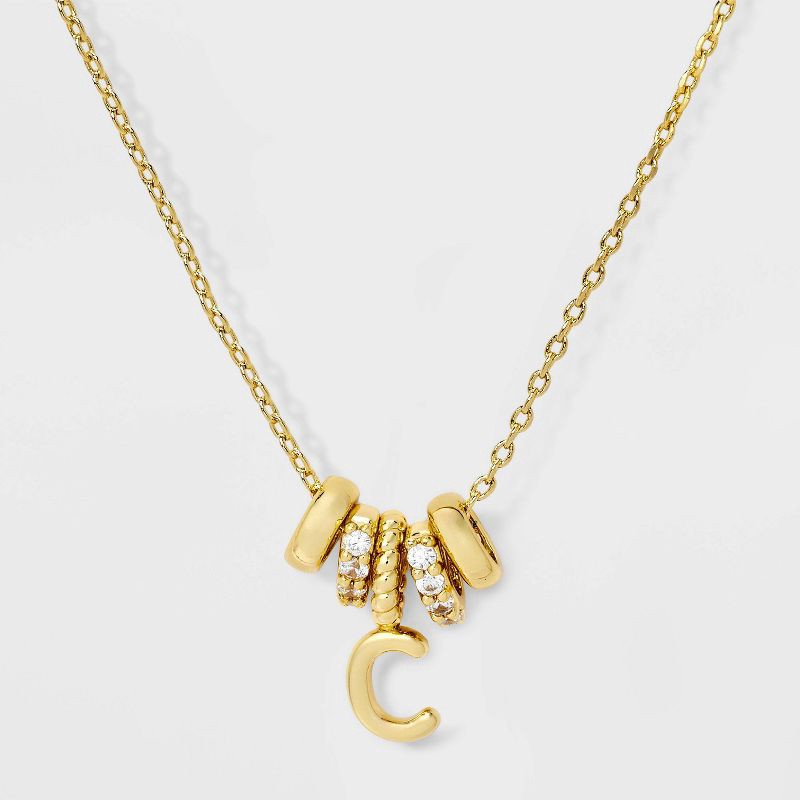 slide 2 of 4, 14K Gold Dipped Cubic Zirconia Rondelle C Initial Necklace - A New Day™ Gold, 1 ct