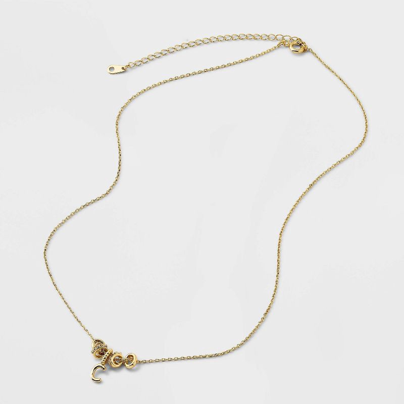 slide 4 of 4, 14K Gold Dipped Cubic Zirconia Rondelle C Initial Necklace - A New Day™ Gold, 1 ct