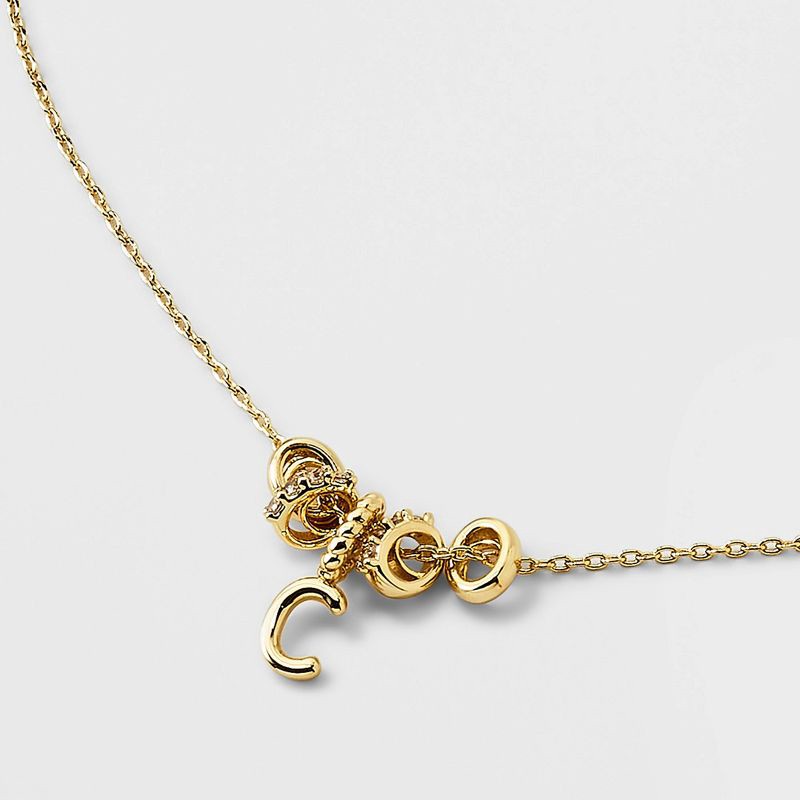 slide 3 of 4, 14K Gold Dipped Cubic Zirconia Rondelle C Initial Necklace - A New Day™ Gold, 1 ct