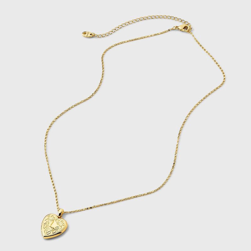 slide 4 of 4, 14K Gold Dipped Heart Charm L Initial Necklace - A New Day™ Gold, 1 ct