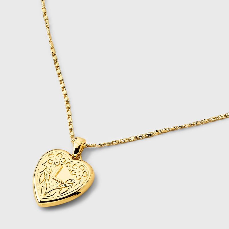 slide 3 of 4, 14K Gold Dipped Heart Charm L Initial Necklace - A New Day™ Gold, 1 ct