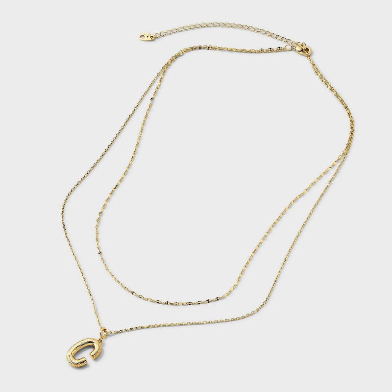 slide 3 of 4, 14K Gold Dipped Cubic Zirconia Duo C Initial Multi-Strand Necklace - A New Day™ Gold, 1 ct