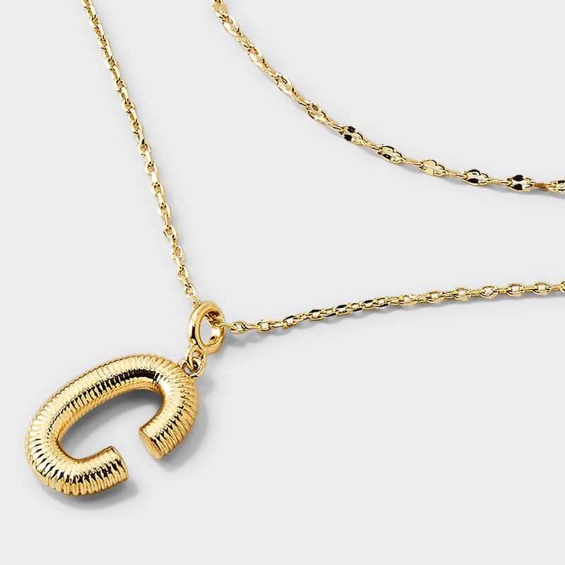 slide 4 of 4, 14K Gold Dipped Cubic Zirconia Duo C Initial Multi-Strand Necklace - A New Day™ Gold, 1 ct
