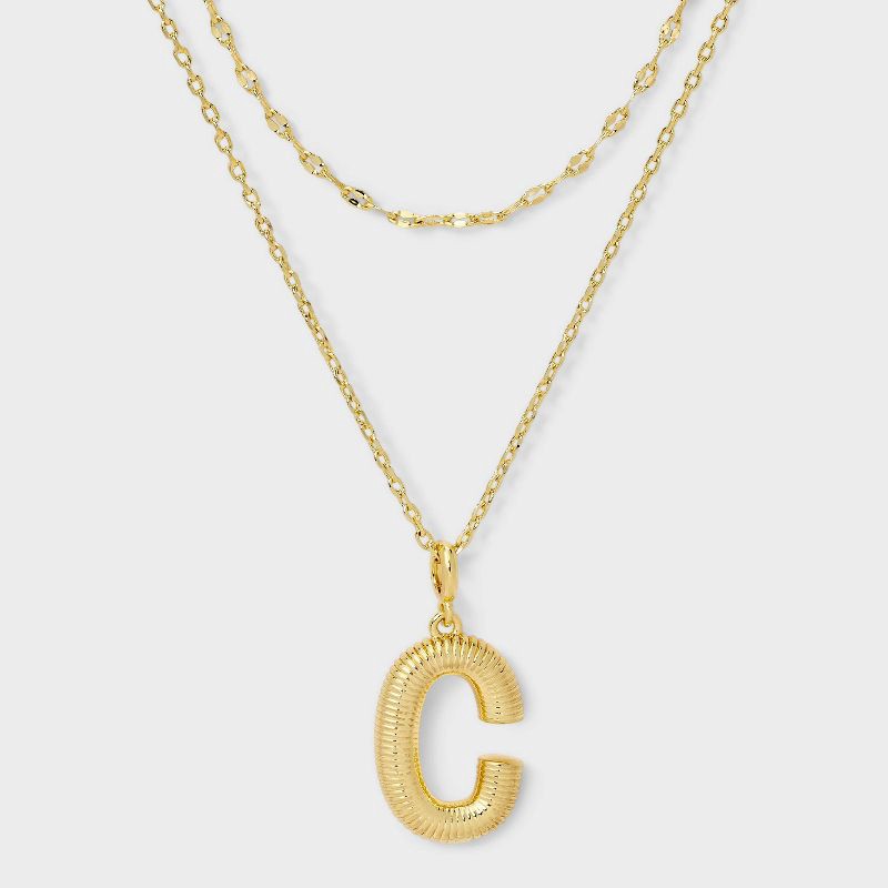 slide 1 of 4, 14K Gold Dipped Cubic Zirconia Duo C Initial Multi-Strand Necklace - A New Day™ Gold, 1 ct