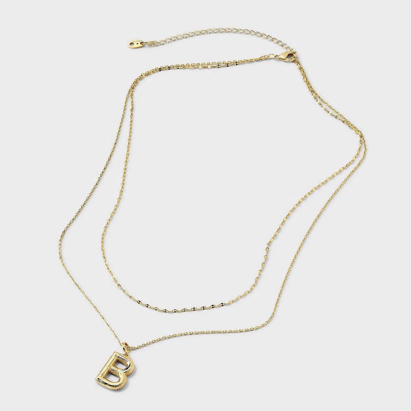 slide 3 of 4, 14K Gold Dipped Cubic Zirconia Duo B Initial Multi-Strand Necklace - A New Day™ Gold, 1 ct