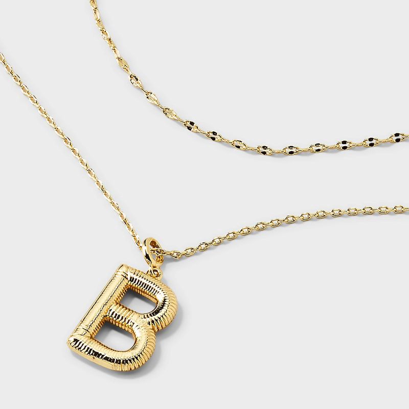 slide 4 of 4, 14K Gold Dipped Cubic Zirconia Duo B Initial Multi-Strand Necklace - A New Day™ Gold, 1 ct