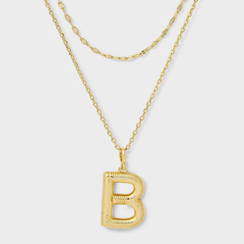 slide 1 of 4, 14K Gold Dipped Cubic Zirconia Duo B Initial Multi-Strand Necklace - A New Day™ Gold, 1 ct