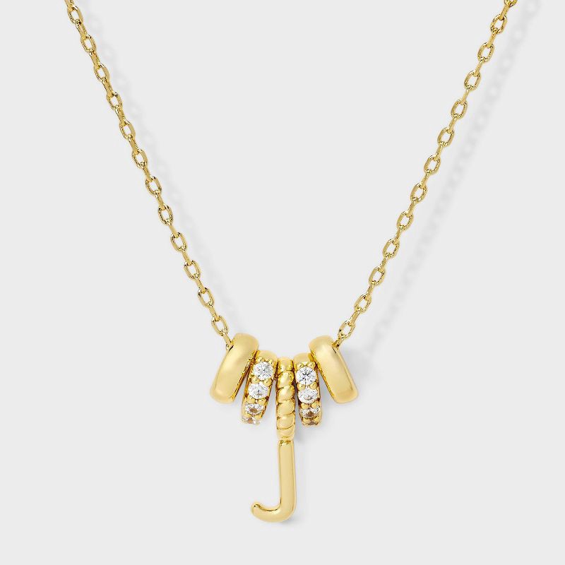 slide 2 of 4, 14K Gold Dipped Cubic Zirconia Rondelle J Initial Necklace - A New Day™ Gold, 1 ct