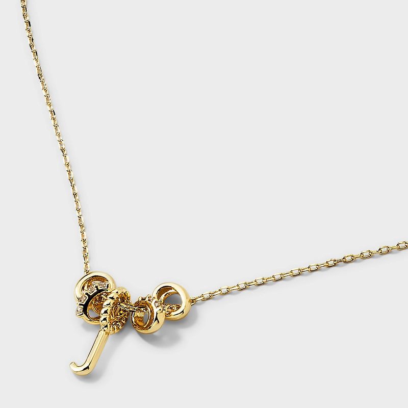 slide 3 of 4, 14K Gold Dipped Cubic Zirconia Rondelle J Initial Necklace - A New Day™ Gold, 1 ct
