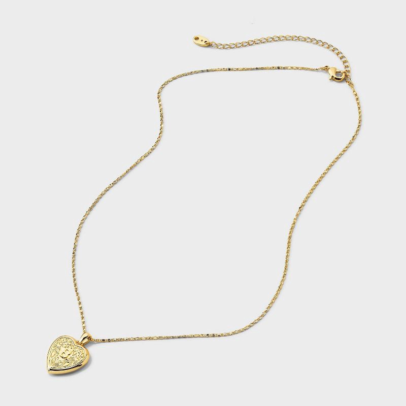 slide 4 of 4, 14K Gold Dipped Heart Charm B Initial Necklace - A New Day™ Gold, 1 ct