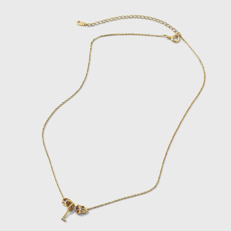 slide 4 of 4, 14K Gold Dipped Cubic Zirconia Rondelle L Initial Necklace - A New Day™ Gold, 1 ct