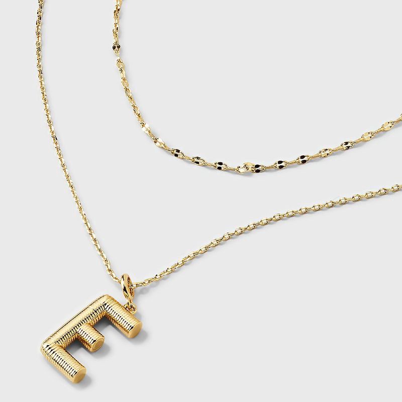 slide 4 of 4, 14K Gold Dipped Cubic Zirconia Duo E Initial Multi-Strand Necklace - A New Day™ Gold, 1 ct