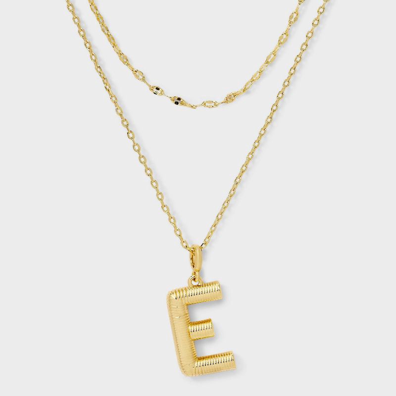 slide 1 of 4, 14K Gold Dipped Cubic Zirconia Duo E Initial Multi-Strand Necklace - A New Day™ Gold, 1 ct