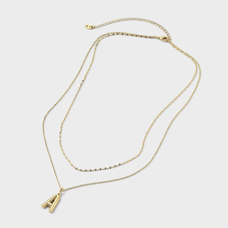 slide 3 of 4, 14K Gold Dipped Cubic Zirconia Duo A Initial Multi-Strand Necklace - A New Day™ Gold, 1 ct