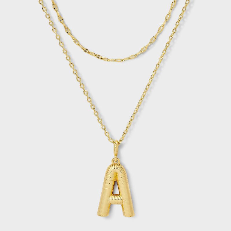 slide 1 of 4, 14K Gold Dipped Cubic Zirconia Duo A Initial Multi-Strand Necklace - A New Day™ Gold, 1 ct