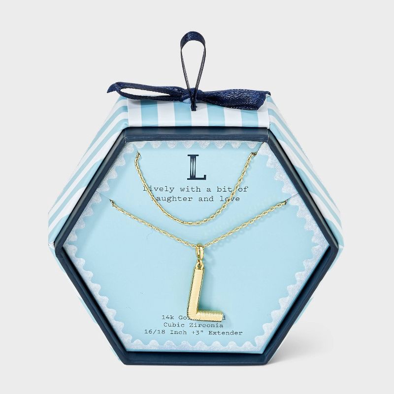 slide 1 of 4, 14K Gold Dipped Cubic Zirconia Duo L Initial Multi-Strand Necklace - A New Day™ Gold, 1 ct