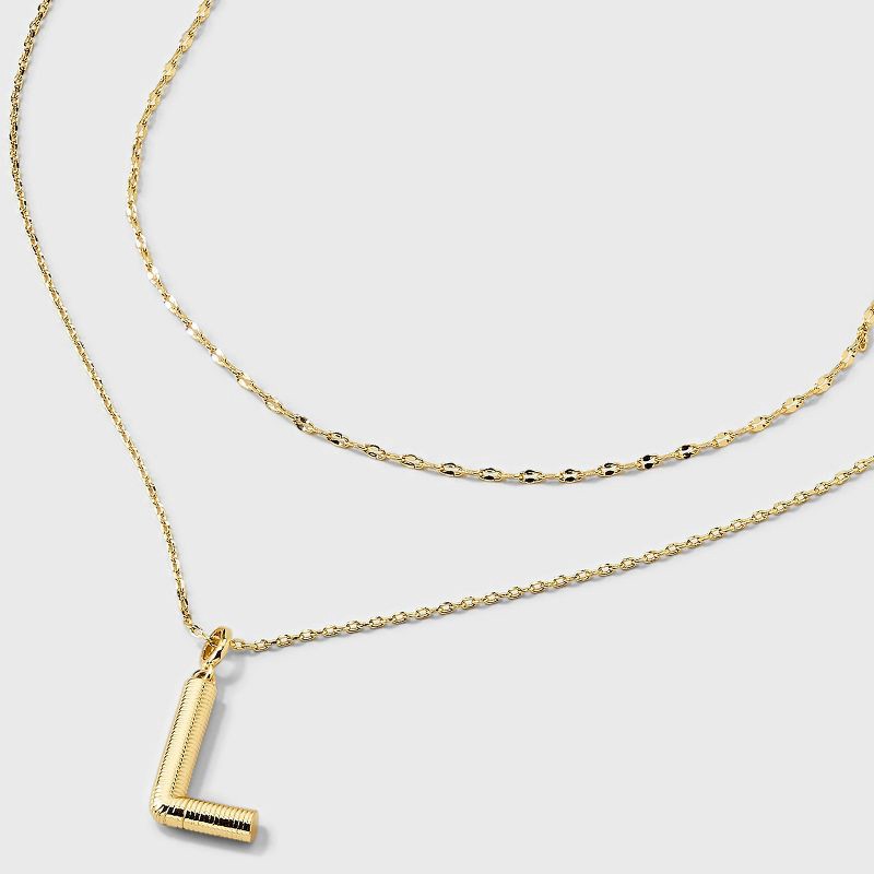 slide 4 of 4, 14K Gold Dipped Cubic Zirconia Duo L Initial Multi-Strand Necklace - A New Day™ Gold, 1 ct