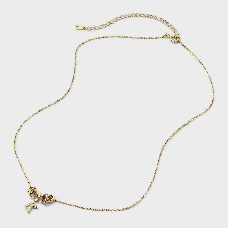 slide 4 of 4, 14K Gold Dipped Cubic Zirconia Rondelle K Initial Necklace - A New Day™ Gold, 1 ct