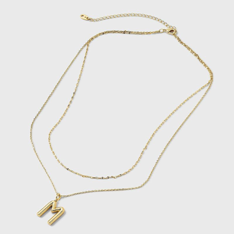 slide 3 of 4, 14K Gold Dipped Cubic Zirconia Duo M Initial Multi-Strand Necklace - A New Day™ Gold, 1 ct