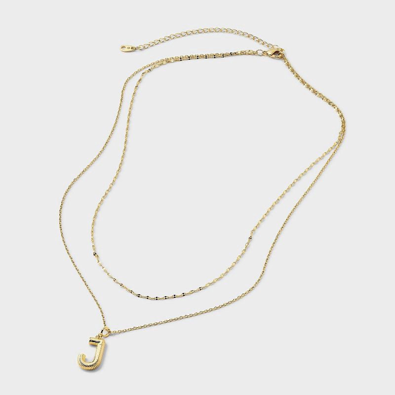slide 3 of 4, 14K Gold Dipped Cubic Zirconia Duo J Initial Multi-Strand Necklace - A New Day™ Gold, 1 ct
