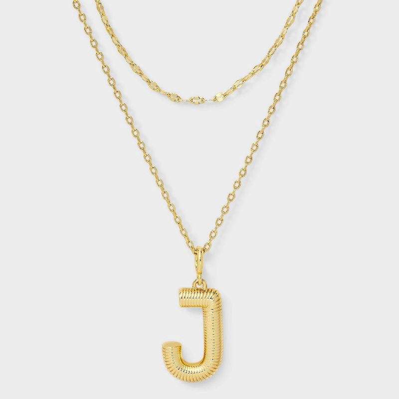 slide 2 of 4, 14K Gold Dipped Cubic Zirconia Duo J Initial Multi-Strand Necklace - A New Day™ Gold, 1 ct