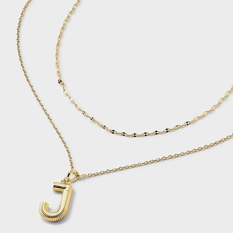 slide 4 of 4, 14K Gold Dipped Cubic Zirconia Duo J Initial Multi-Strand Necklace - A New Day™ Gold, 1 ct