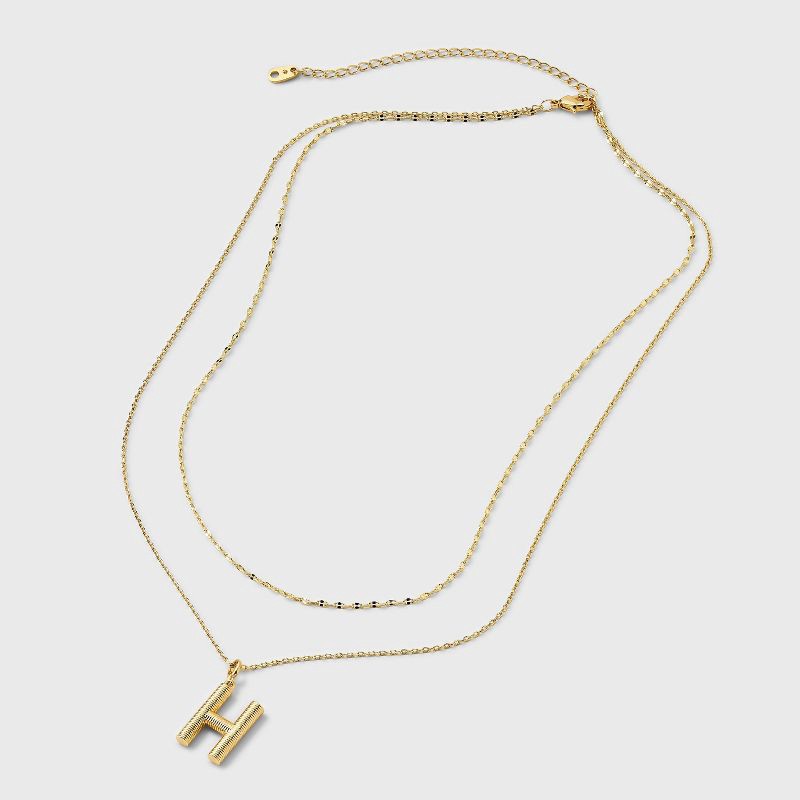 slide 3 of 4, 14K Gold Dipped Cubic Zirconia Duo H Initial Multi-Strand Necklace - A New Day™ Gold, 1 ct