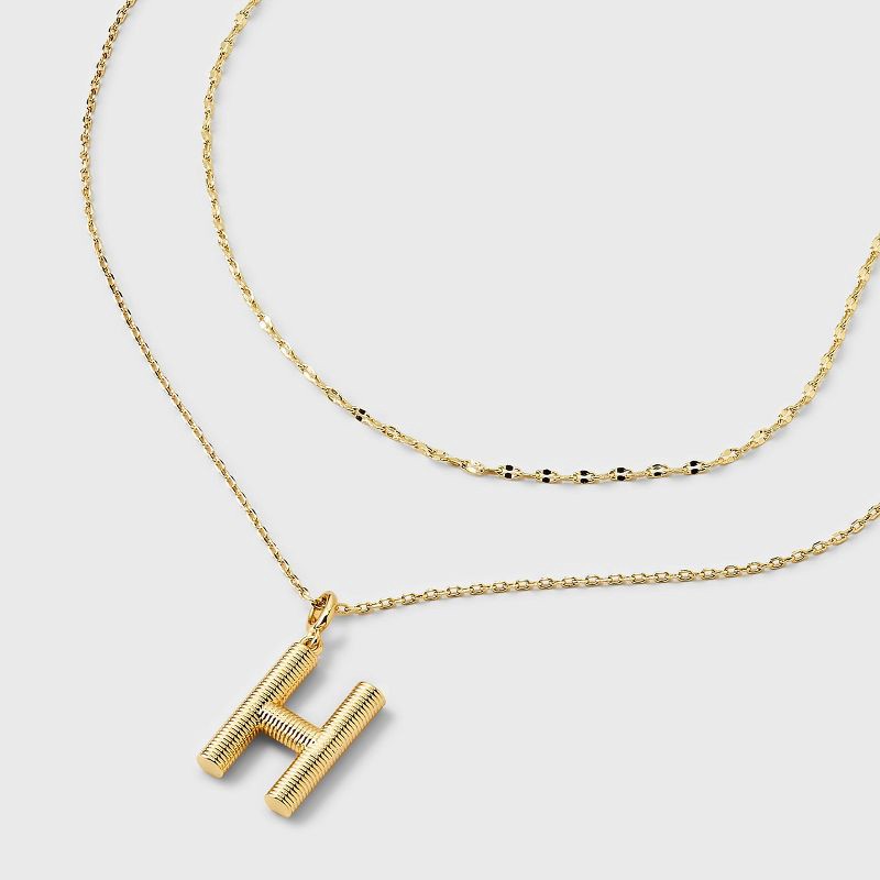 slide 4 of 4, 14K Gold Dipped Cubic Zirconia Duo H Initial Multi-Strand Necklace - A New Day™ Gold, 1 ct