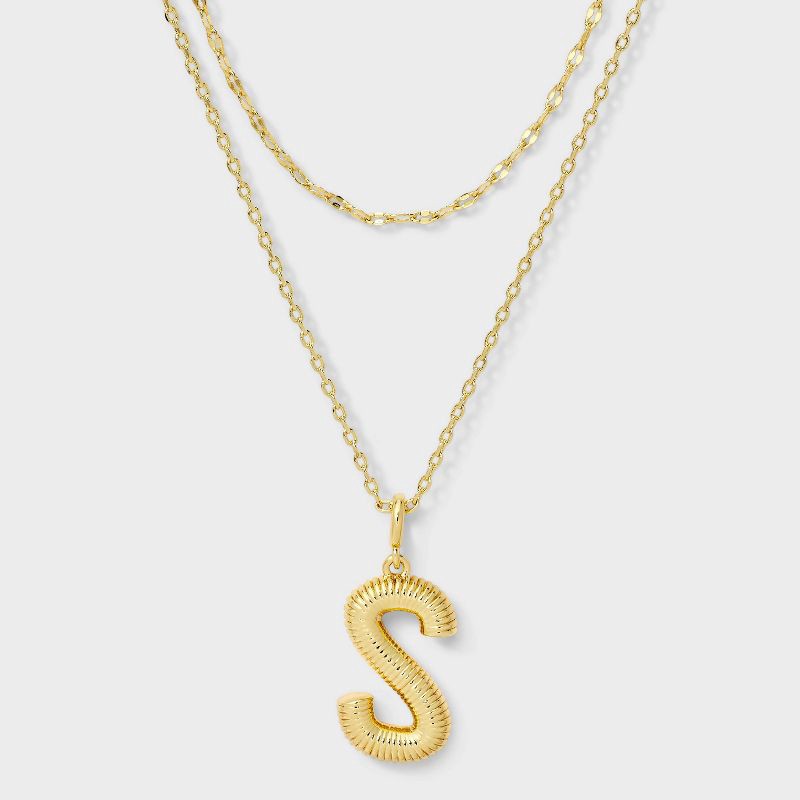slide 2 of 4, 14K Gold Dipped Cubic Zirconia Duo S Initial Multi-Strand Necklace - A New Day™ Gold, 1 ct