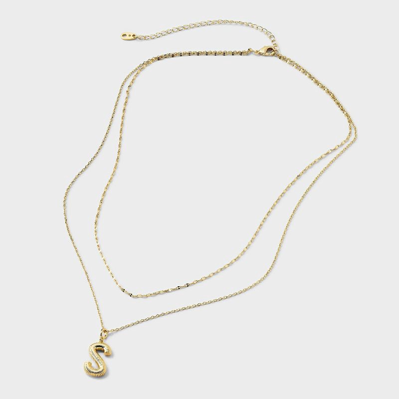 slide 3 of 4, 14K Gold Dipped Cubic Zirconia Duo S Initial Multi-Strand Necklace - A New Day™ Gold, 1 ct