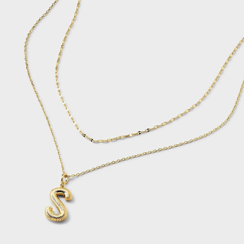 slide 4 of 4, 14K Gold Dipped Cubic Zirconia Duo S Initial Multi-Strand Necklace - A New Day™ Gold, 1 ct