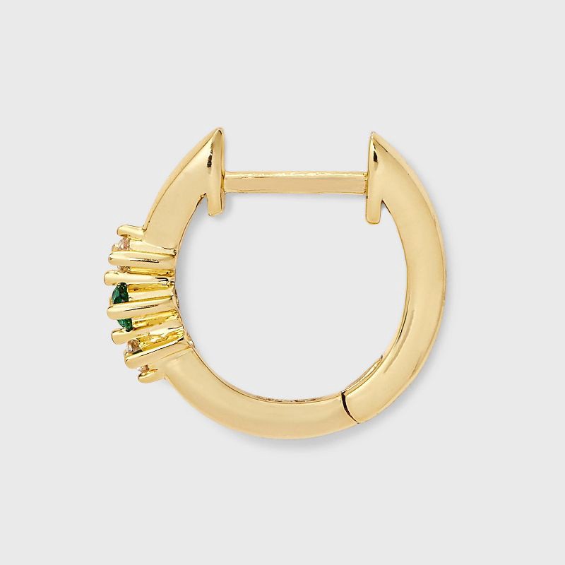 slide 3 of 3, 14K Gold Dipped Cubic Zirconia Stud Earring Set 3pc - A New Day™ Green, 3 ct