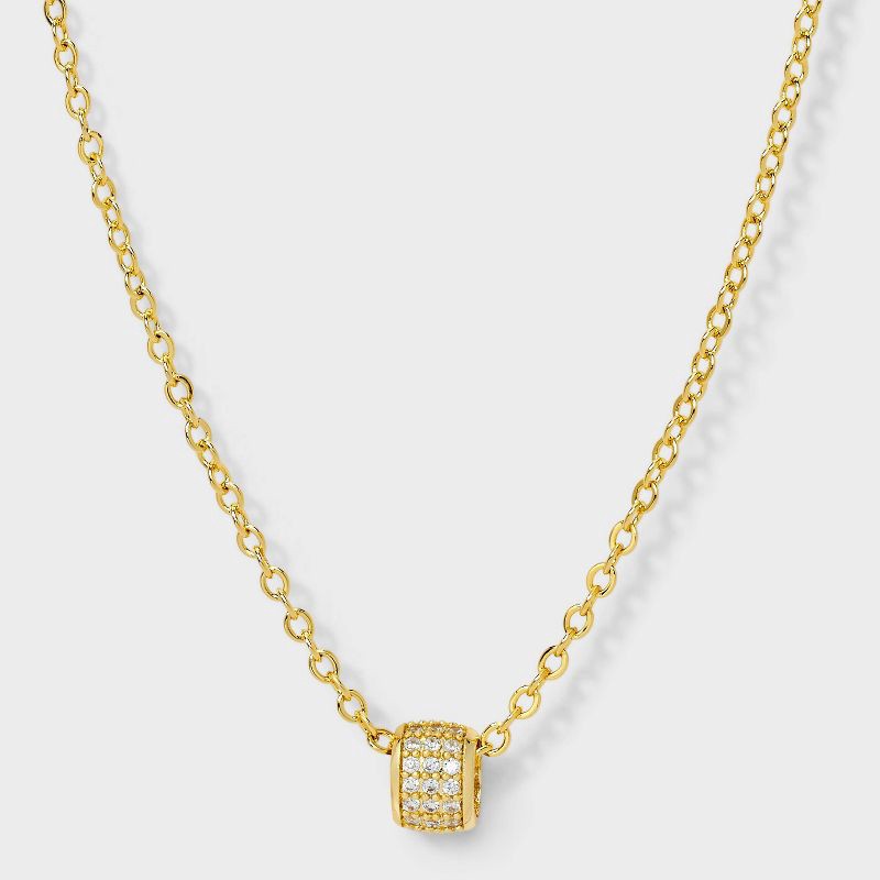 slide 2 of 4, 14K Gold Plated Cubic Zirconia Round Pave Multi-Strand Necklace - A New Day™ Gold, 1 ct