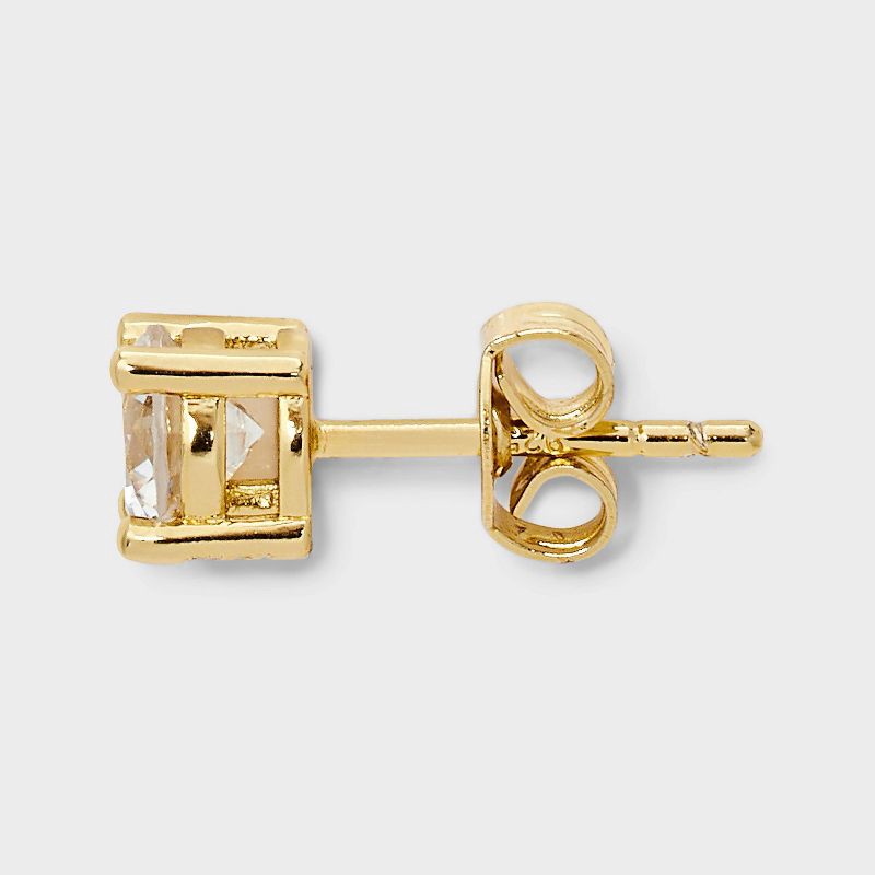 slide 3 of 3, 14K Gold Plated Cubic Zirconia Round Stud Earring Set 4pc - A New Day™ Gold, 4 ct