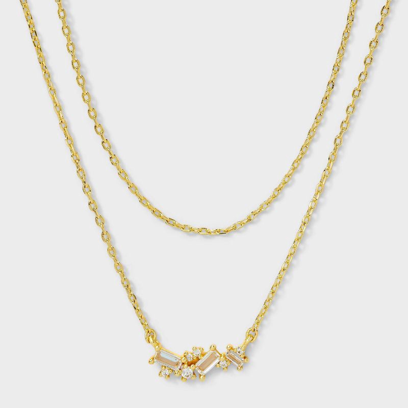 slide 2 of 4, 14K Gold Plated Cubic Zirconia Cluster Multi-Strand Necklace - A New Day™ Gold, 1 ct