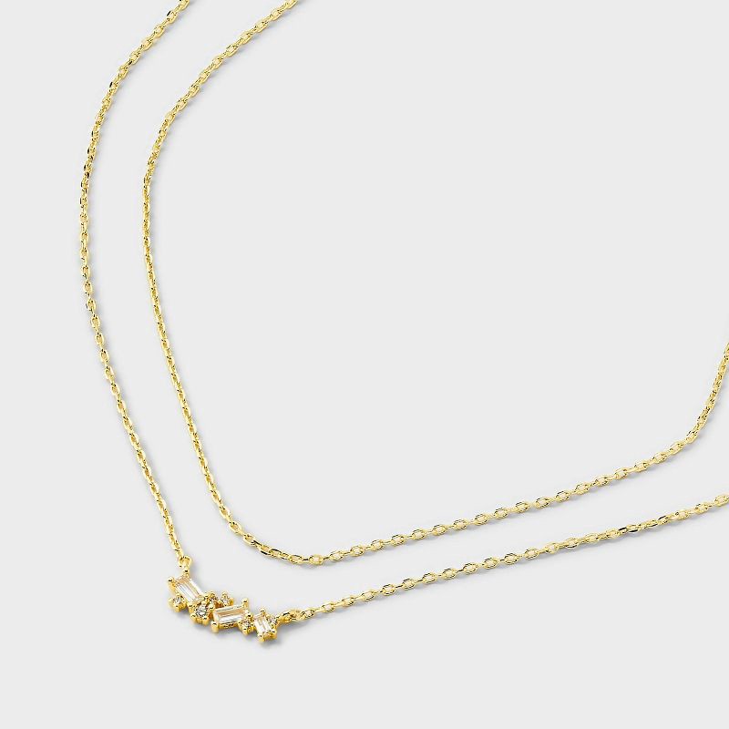 slide 4 of 4, 14K Gold Plated Cubic Zirconia Cluster Multi-Strand Necklace - A New Day™ Gold, 1 ct