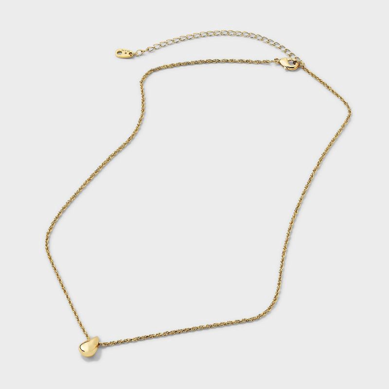 slide 2 of 5, 14K Gold Dipped Cubic Zirconia Teardrop Necklace and Stud Earring Set 3pc - A New Day™ Gold, 3 ct