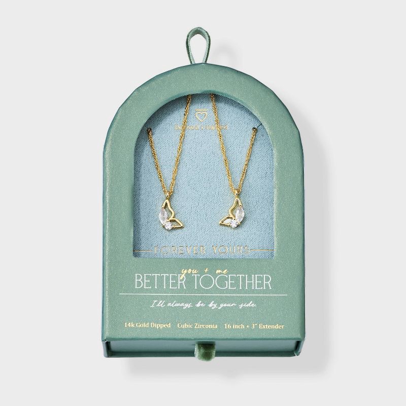 Beloved + Inspired 14K Gold Dipped Butterfly Pendant Necklace Set
