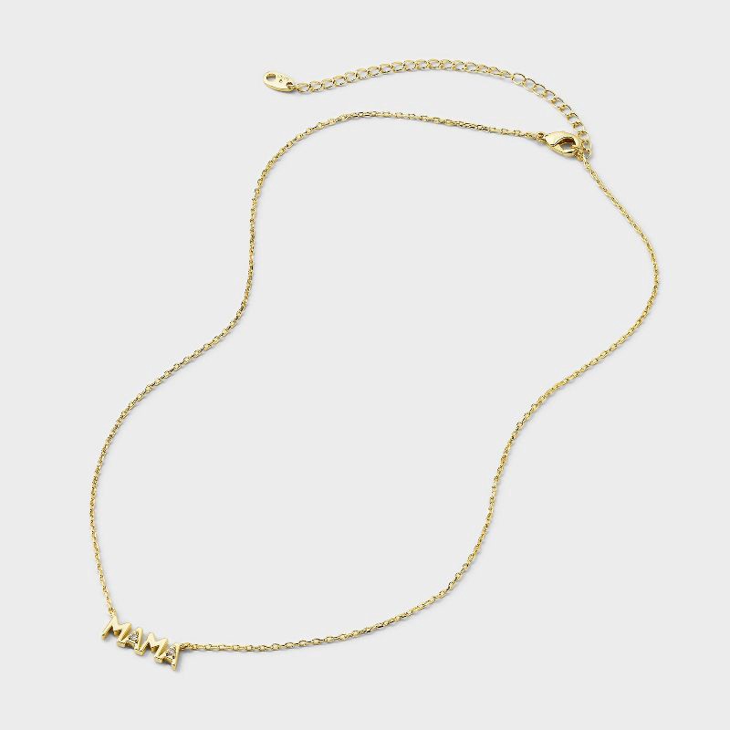 slide 3 of 4, 14K Gold Dipped Cubic Zirconia "Mama" Necklace - Gold, 1 ct
