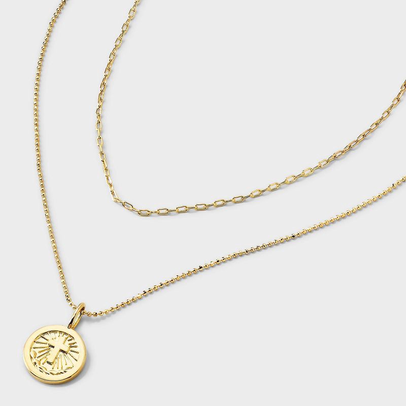 slide 4 of 4, 14K Gold Dipped Cross Pendant Necklace - Gold, 1 ct