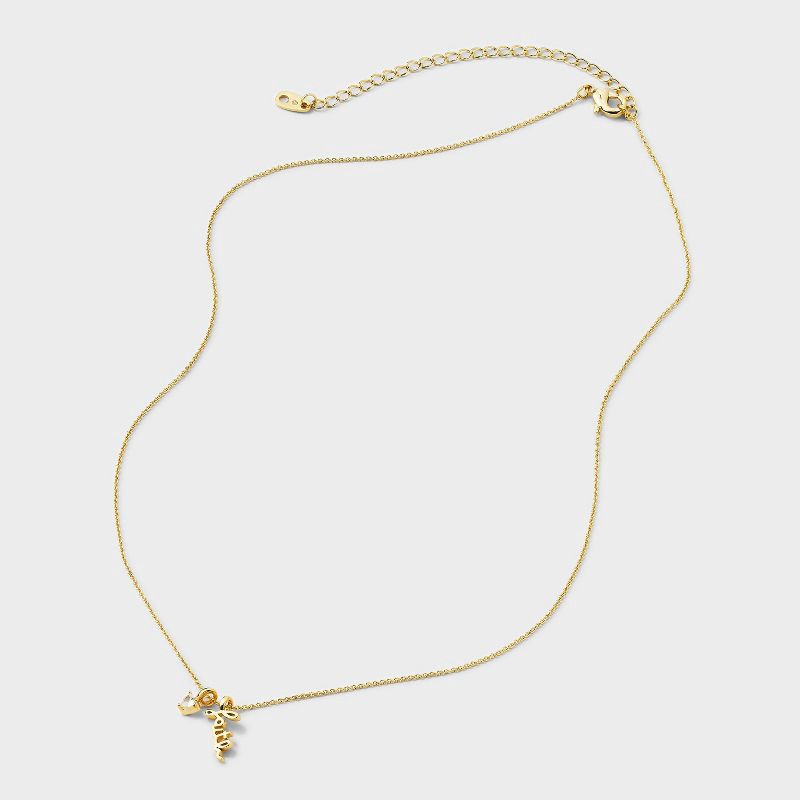 slide 3 of 4, 14K Gold Dipped Cubic Zirconia "Faith" Charm Necklace - Gold, 1 ct