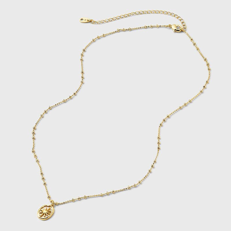 slide 3 of 4, 14K Gold Dipped Mother of Pearl Oval with Heart Pendant Necklace - Gold/Ivory, 1 ct